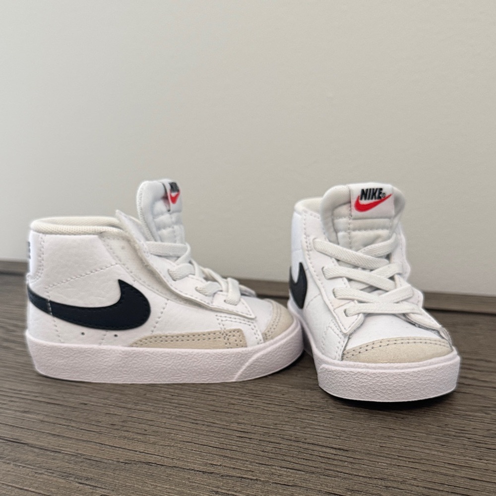 Nike Kids White and Black High-Top Sneakers